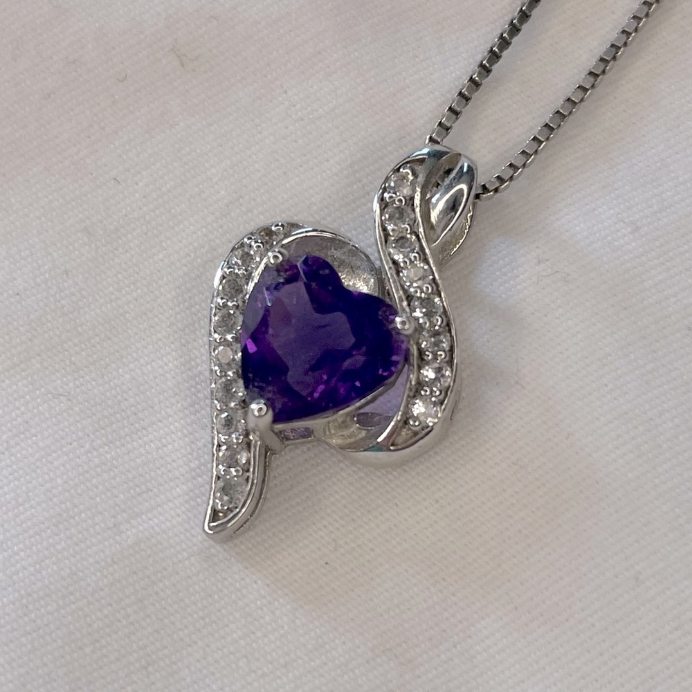 Genuine Amethyst with Diamond Accent Necklace